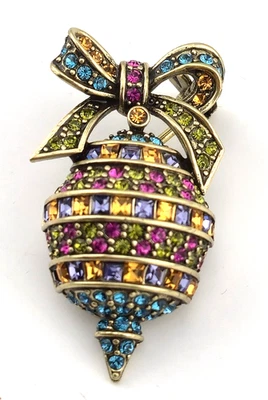 Heidi Daus "Fancy Finial" Crystal Holiday Pin Brooch Gold Tone #32 - Image 1 of 4