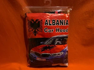ALBANIA FLAG CAR HOOD COVER UNIVERSAL CAR SUV FITING ALBANIAN ORNAMENT AMAZING - Picture 1 of 7