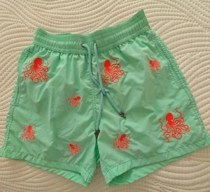 Les Canebiers Badeshorts Badehose türkis/orange bestickt Octopii Größe Small neu mit Etikett - Bild 1 von 9