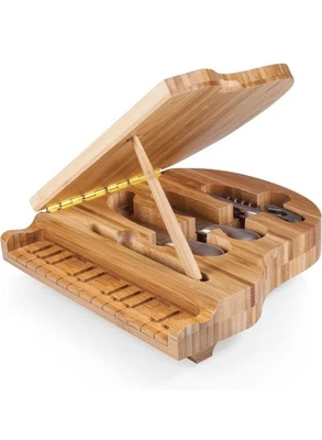 Piano Bamboo Charcuterie Cheese Cutting/Serving Board w Tools Set Picnic Time - Image 1 of 4