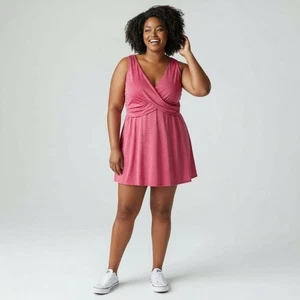 LANDS’ END | Hot Pink Shine SlenderSuit Wrap Swim Dress Swimsuit size 14 NEW - Picture 1 of 16