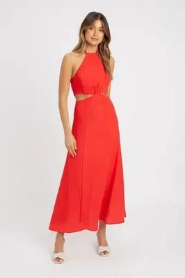 KOOKAI Hayman Cut Out Midi Dress Women's Size 40 / 12 Chilli Red Halter Neck EUC - image 1 of 4
