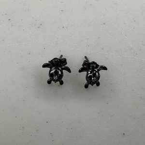 Orecchini a perno tartaruga in argento sterling 925 con pietra bianca centrale, "925 K" - 0,9 g - Foto 1 di 17