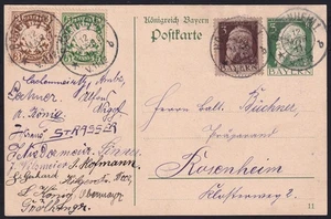 Cartolina Baviera intero postale P87/01 [11] aggiunta Rosenheim 12.3.1911 - Foto 1 di 2