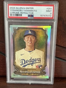 2024 Allen & Ginter #201 Yoshinobu Yamamoto Rookie RC Silver Portrait PSA 9 - Bild 1 von 2