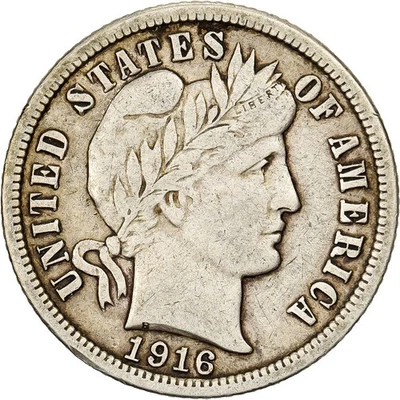 [#1117172] United States, Dime, Barber Dime, 1916, U.S. Mint, Silver, EF, KM:113 - Image 1 of 2