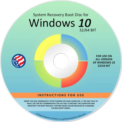 Reinstall DVD for Windows 10 All Versions 32/64 Bit. Recover, Restore, Repair Bo - Image 1 of 4