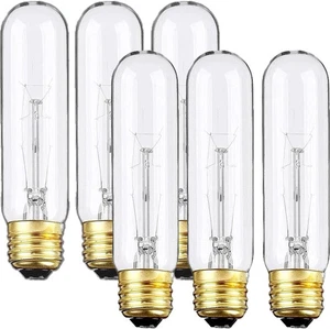 6 Pack T10 Tubular Light Bulbs, 40W Bulb, Clear 5 In (6 Pack), Warm White 40w  - Picture 1 of 8