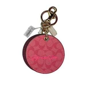 Coach Mirror Bag Charm In Signature Canvas Pink Lemonade - Picture 1 of 5