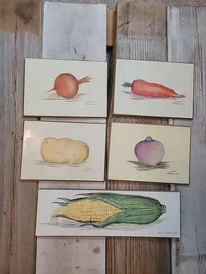 Arla Alexander Set Of 5 Kentucky Art Plaques Vegetable Designs Made In USA  - Image 1 of 4