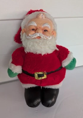 Juguete de peluche de Papá Noel de colección Dakin Fun Farm 1983 cabeza facial de goma de plástico guantes verdes Foto 1 de 4