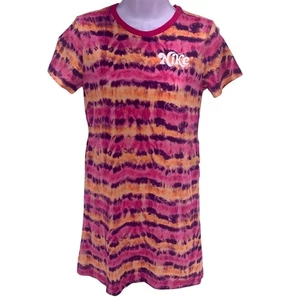 Nike Tye Die Pink and Orange T-Shirt Dress W/ Pockets Girls Size L - Picture 1 of 9