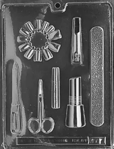MANICURE SET PIECES mold Chocolate Candy Soap cake topper nails nail polish - Picture 1 of 1