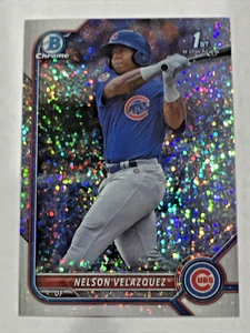 2022 Bowman Chrom Nelson Velazquez Funkeln Refraktor 1. #250/299 Cubs - Bild 1 von 5
