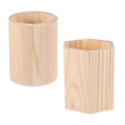 2Pcs Wooden Geometric Cup Brush Holder Desk Organizer