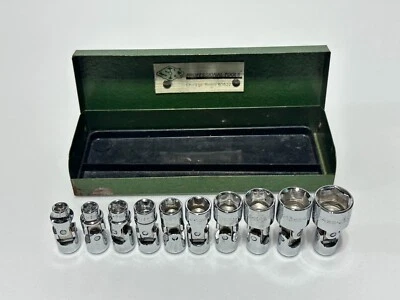 NOS SK Tools USA 1335 10pc Metric 5-14mm 1/4" Drive Universal Swivel Socket Set - Image 1 of 4