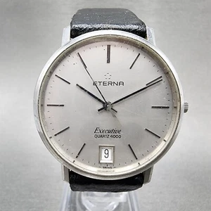 Eterna Executive Watch Men 34mm Silver Dial Silver Tone Date 729 4102 41 New Bat - Picture 1 of 11