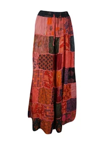 Boho Gypsy Hippy Vintage Long Skirt Patchwork Printed Summer Maxi Skirts S/M