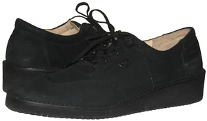 Women's SALVATORE FERRAGAMO Sport Black Sueded Leather Lace-Up Loafers 9.5/3A - Picture 1 of 9