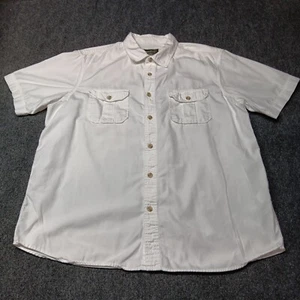 Eddie Bauer Shirt Men XL White Double Pocket Denim Twill Button Up - Picture 1 of 9
