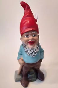Vtg Heissner Terra Cotta Garden Gnome Dwarf 11½" w/Sledge Hammer Hand Painted 23 - Picture 1 of 11