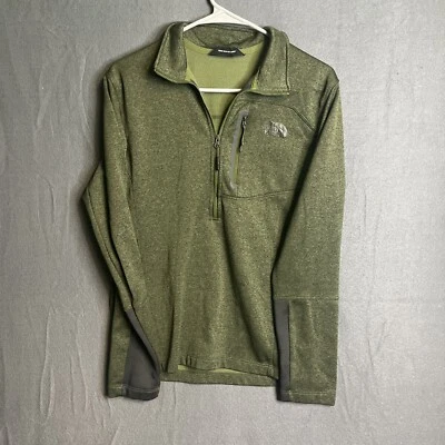Chaqueta The North Face Para Hombre Pequeña 1/4 Cremallera Verde Negra Ligera Polar Pullover Foto 1 de 4