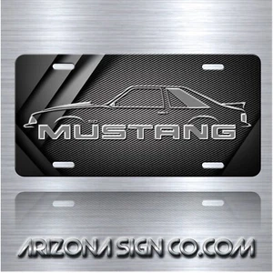 Mustang 5.0 Inspired Art on Cool Silver BLACK Aluminum License Plate Tag New - Picture 1 of 6