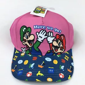Super Mario Here We Go Cap Youth Hat Pink Size OSFM NEW - Picture 1 of 6