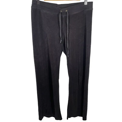 Juicy Couture Black Label Terry Cloth Pants Womens Size Medium Black DEFECTS - Image 1 of 4