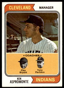 1974 Topps Ken Aspromonte/Clay Bryant/Tony Pacheco . Cleveland Indians #521