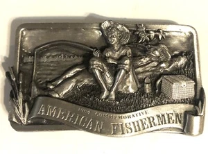 Vintage 1984 Arroyo American Fisherman Commemorative Pewter Gürtelschnalle signiert - Bild 1 von 6