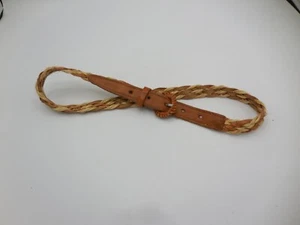 Vintage Gürtel 28 Zoll Leder und Raffia gewebter geflochtener Gürtel - Bild 1 von 5