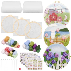 3Pcs Needle Felting Kit for Beginners Felt Painting Kit with Wool Bag Needle`*+ - Picture 1 of 12