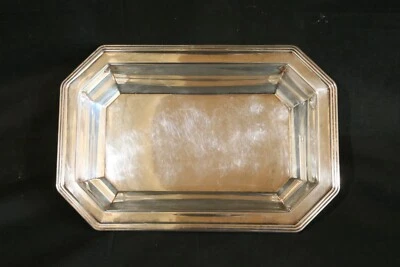 vassoio silverpltate decò antico anni 30 metallo piatto portata ottagonale - Immagine 1 di 4