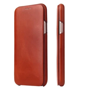Fierre Shann Echt Leder Slim Flip Schutzhülle Case fr iPhone 13 14 15 16 Pro Max - Picture 1 of 18