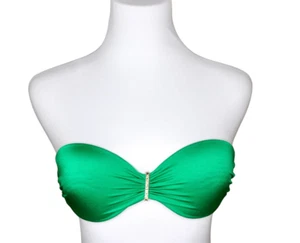 Costume da bagno bikini Victoria's Secret verde raso push up sexy moderno fascia tg 34B - Foto 1 di 6