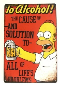 Homer Simpson Tin Metal Sign To Alcohol Duff Beer Bar Rustic Look Simpsons xz - Picture 1 of 4