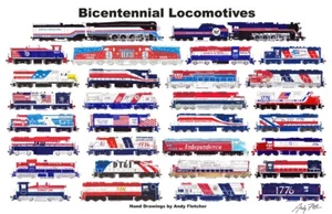 Póster horizontal firmado por Andy Fletcher de locomotoras bicentenario 11""x17 - Imagen 1 de 1