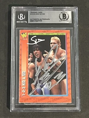1-2-3 KID & SID VICIOUS 1996-98 WWF MAGAZINE SIGNED AUTO CARD BAS GEM MINT 10 - Image 1 of 2