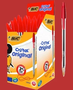 ORIGINAL BIC CRISTAL MEDIUM BALLPOINT PENS BALL POINT BIROS BLACK,BLUE,RED - Picture 1 of 6