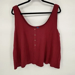 Camiseta sin mangas Henley recortada tejida térmica azul marino antigua borgoña XX-grande nueva sin etiquetas - Imagen 1 de 5