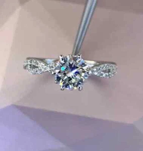 2Ct Round Cut Lab-Created Diamond Infinity Wedding Ring 14K White Gold Plated - Picture 1 of 8