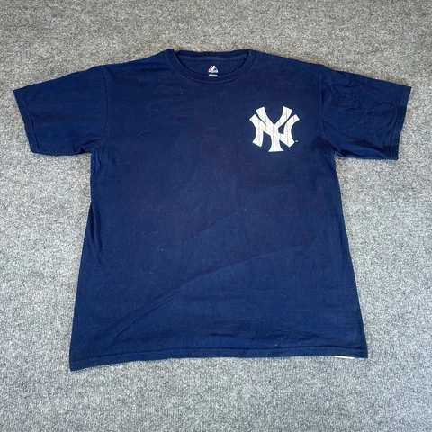 Derek Jeter #2 New York Yankees T-Shirt Adult Large Navy Blue Majestic NYY MLB Cover