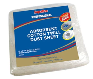 Absorbent Cotton Twill Dust Sheet, 6 X 3 Water Resistant, By Supadec New - Bild 1 von 3