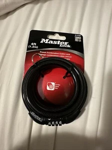 Master Lock 8143D Combination Bike Lock 4 ft long, Black NIP - Picture 1 of 3