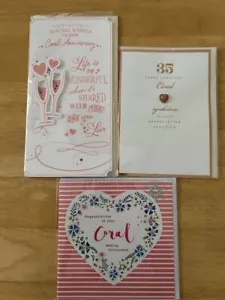 CORAL 35 YRS WEDDING ANNIVERSARY CARD - 3 DESIGNS TO CHOOSE FROM - Picture 1 of 7