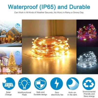 100 LEDs Solar powered Operated Mini LED Copper Wire String lights - Image 1 of 4