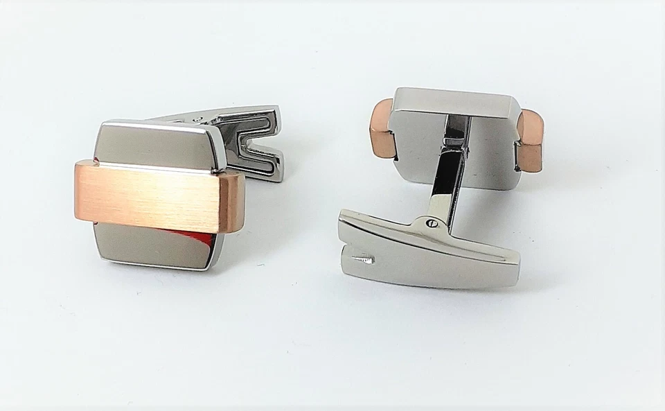 Gemelli in acciaio bicolore argento e rosè ARKANO GE06BR - Immagine 1 di 1