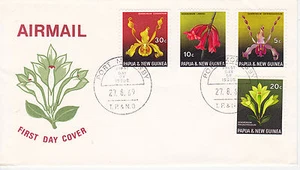 PAPUA NEUGUINEA ERSTTAGSBRIEF 1969 ORCHIDEEN SCOTT #287-290 BLUMEN PFLANZEN - Bild 1 von 1
