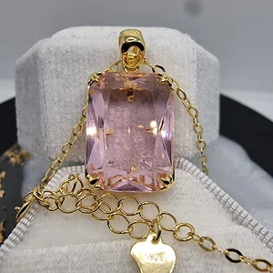 Pink Topaz Viking 14K Gold VVS Pendant 925 Sterling Silver 45cm 18 inch Chain UK - Picture 1 of 3